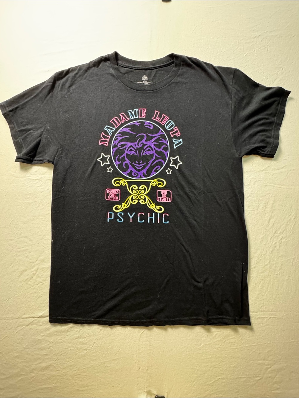 Disney Black Madame Leota Psychic Graphic Tee with Purple, Pink & Yellow Accents